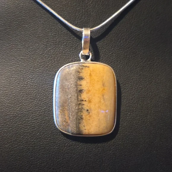 New Picture Jasper Gemstone Pendent Necklace - Picture 3 of 4